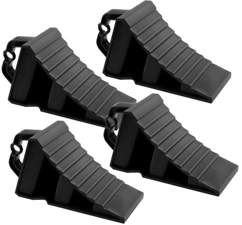 BORDEAG 4 cuñas de ruedas para remolques, 200 × 120 × 110 mm, cuñas de freno para remolques, cuñas de ruedas de coche, autocaravanas, cuñas para vehículos y remolques, color negro, pequeño
