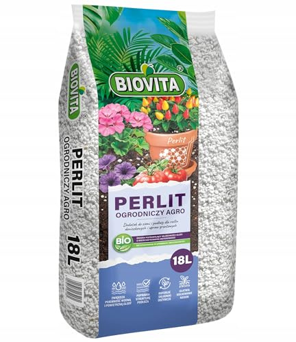 BIOVITA Perlite da 18 litri per piante e terriccio – Pietra vulcanica naturale per allentare e aerare il suolo – Migliora la ritenzione dell'acqua e la crescita delle radici – Per semina, idroponica e