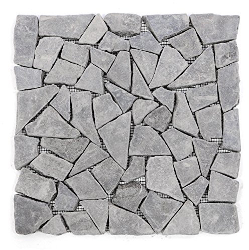DIVERO 11 Fliesenmatten Naturstein Mosaikfliesen aus Marmor für Wand und Boden grau á 30 x 30 cm