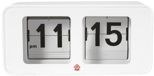 Ho-Me In Rombo Home Flip TimeTischuhr, Stahl, Weiß
