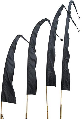 DEKOVALENZ - Balifahne SANUR, 3 Meter schwarz, Stoff ohne Stange, Umbul Umbul