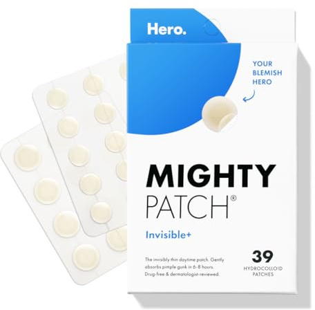 Mighty Patch™ Invisible+ Patch - Daytime Hydrocolloid Acne Pimple Patches for Covering Zits and Blemishes, Ultra Thin Spot Stickers for Face and Skin (24 Medium and 15 Small Patches)