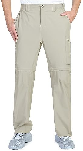 Outdoor Ventures Mens Hiking Pants Lightweight Quick Dry Convertible Pants, Stretch Zip-Off Cargo Pants for Travel Fishing Beige