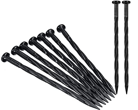 COBARYEN Plastic Landscape Anchoring Spikes 50 Pcs 8 Inch Nylon Spiral Landscape Spikes for Yard, Garden Lawn, Weed Barriers, Artificial Turf, Tent