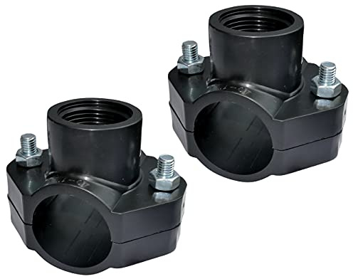AERZETIX - Set di 2 Collari di Presa per Tubi Ø40 - Filettatura 1'' - con 2 Bulloni - Fascetta di Derivazione in Plastica per Tubi Secondari