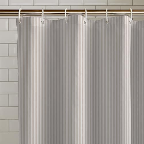 Catherine Lansfield Timeless Stripe 180x180cm Shower Curtain Natural