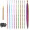 Extensiones de Pelo Plumas, Extensiones Plumas De Cabello, Pelo Pluma Sintético Colores, Kit de Extensión Pelo de Plumas Mechones con Cuentas y Gancho para Mujeres Fiestas (A)