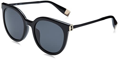 Furla Unisex SFU625 Sunglasses, 0700 Nero Lucido, 24