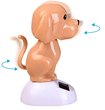 Surakey Puppy Doll Car Ornament Solar Dancing Ornament Figurine Shaking Solar Car Dashboard Sculpture Doll Toy Decor Statues for Car Home Offices Vehicle Interior Decoration (Brown)