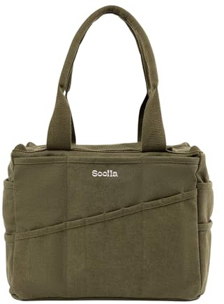 Soolla Studio Bag: Pottery Tool Bag & Craft Storage, Art Supply Organizer, Washable Tote, Knitting Yarn, Crochet Projects, 30 Pockets, 20+ Canvas Colors, Gift for Artists & Teachers (Forest Green)
