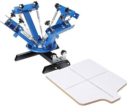 VEVOR Macchina per serigrafia, 4 colori, 1 stazione, stampa serigrafica girevole a 360°, stampa serigrafica 54 x 45 cm, tavolozza di posizionamento a doppio strato per stampa di magliette
