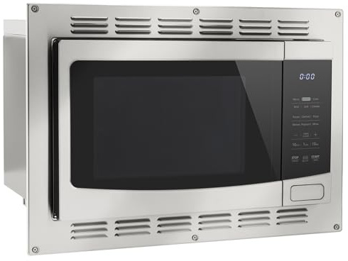 RecPro RV Kitchen Air Fryer & Convection Microwave with Trim Kit | 1.0 Cu. Ft. | 120V | 6 Cooking Modes (Stainless Steel)