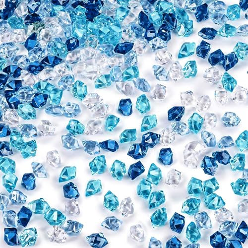 Guidre Aproximado 400 piedras preciosas para niños,piedras preciosas para niños,piedras de cristal azules,piedras preciosas decorativas para niños,diamantes acrílicos para niños,diamantes azules