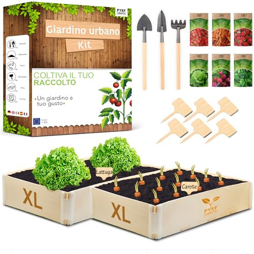 PYEF CRAFTS Kit Cultivo (2ud) XL Huerto Urbano 2X Kit Mini Huerto Urbano Terraza - Mini Huerta en Casa Ecológica con 6 Tipos de Semillas