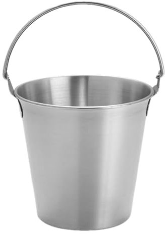 Mini secchiello in acciaio inox piccolo secchiello per il ghiaccio con manico per bevande, vino, patatine fritte, ali di pollo, bar domestici, feste, uso per feste, bar casa, 2 l. (Silver)