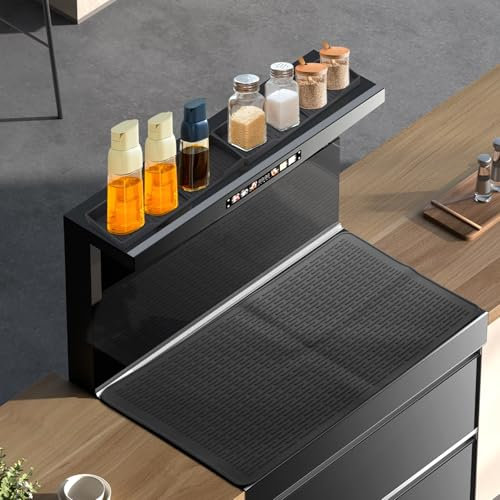 Plaque de recouvrement pour cuisinière, 71 x 50 cm, pour cuisine, support à épices, en silicone, grand tapis imperméable et résistant à la chaleur pour plaques à induction, tapis de séchage des