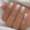 Yamobi Lot de 24 faux ongles à coller, à paillettes, French manucure, réutilisables, pour femmes