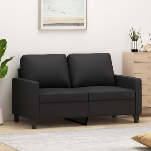 Willood 2 Sitzer Sofa Modern Couch Gästesofa fürs Wohnzimmer Schlafzimmer Gästezimmer Schwarz 120 cm Kunstleder