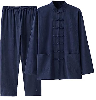 GZKDKZB Tang-Anzug für Herren, traditionelle Kleidung, atmungsaktiv, bequem, Kampfsportanzug, Kung-Fu-Uniform, Baumwolle, Leinen, Tai-Chi-Kleidung, Lange Ärmel und Hose