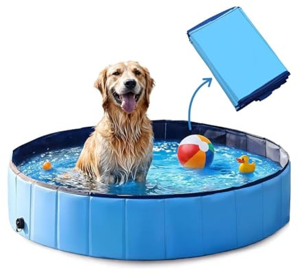 Piscina pieghevole per cani grandi e piccoli, da 80 x 20 cm, in PVC, piscinetta per cani, vasca per cani per interni, blu