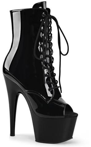 Women's Peep-Toe Ankle Boots - 17cm Stiletto Heels, Sexy Lace-Up Pole Dance Nightclub Booties, Low-Cut Boots for Shows & Performances,Black,3 UK