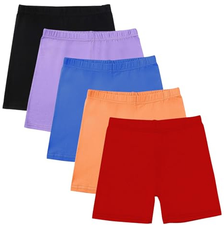 duxyoz 5 Pack Girls Cycling Shorts Breathable Safety Dance Dress Short Kids Children Teen Cotton Stretchy Undershorts Multipack Cartwheel Bike Shorts Summer Clothes Set Multicolor 5-14 Years