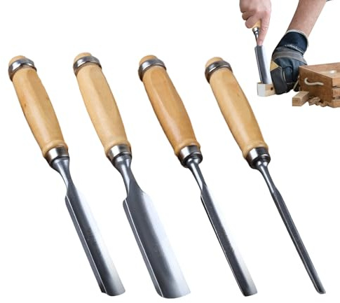 Outils De Sculpture Sur Bois 4 Pièces Gouge De Sculpture Sur Bois,Ensemble De Ciseaux À Boiss En Métal Lame Semi-circulaire En Acier Au Chrome Vanadium 6 12 18 24 Mm Pour Charpentier Débutant