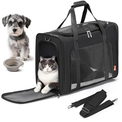 SUCIKORIO Trasportino Gatto Aereo 55x40x23cm Grande Pieghevole Trasportino Gatti Morbido Portatile Borsa per Cani Piccola Taglia 12kg Trasportinos Cani Omologato Aereo con Morbido Cuscino Lavabile