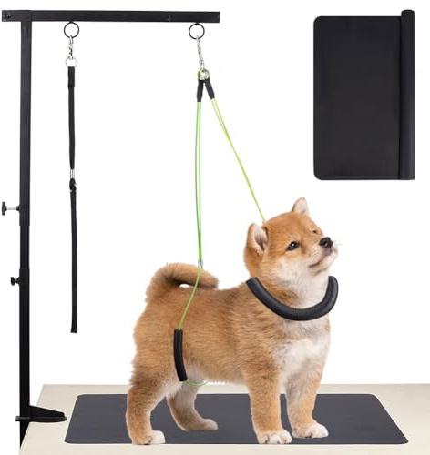 OLYCRAFT Braccio per Toelettatura Cani con Morsetto Braccio Regolabile per Tavolo Da Toelettatura Animali con Tappetino Antiscivolo Cappio Ad Anello per Animali di Piccola e Media Taglia A Casa