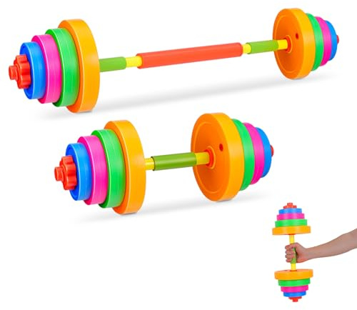 Ciieeo Juego de Mancuernas Ajustables para Niños de Plástico, Portátil y Rellenable Agua o Arena, Adecuado para Actividades Padres E Hijos