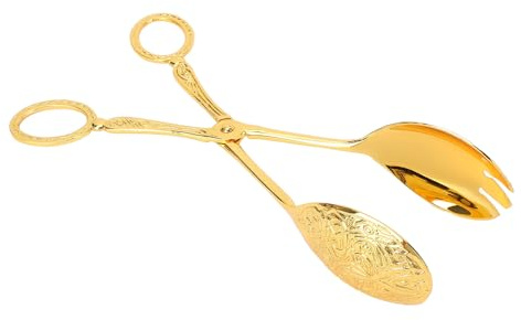 Tomantery Salladstång Elegant Mångsidig Metallskedklämma för Tårta Bröd Frukt Hem Kök Festbuffé för Vuxna och Barn Zinklegering (Guld)