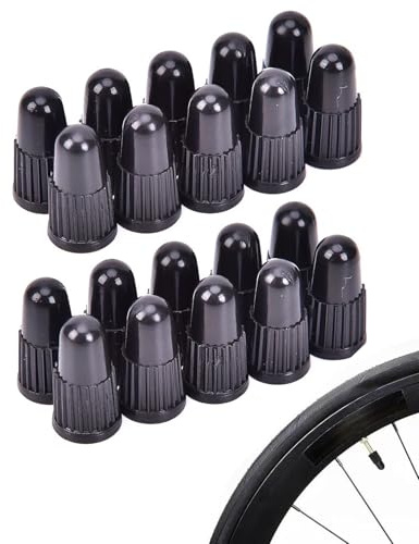 DLPRK 20 Pièces Capuchons de Valve Rigides en Plastique, pour Pneus Vélo avec Valve Dunlop ou Presta, Bouchons de Valve Noirs, Couvre-Valve pour Chambre à Air, Accessoires Vélo