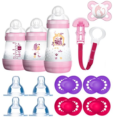MAM Set 2 - Startset - Flaschen Sauger Schnuller - Rosa + plus Geschenk