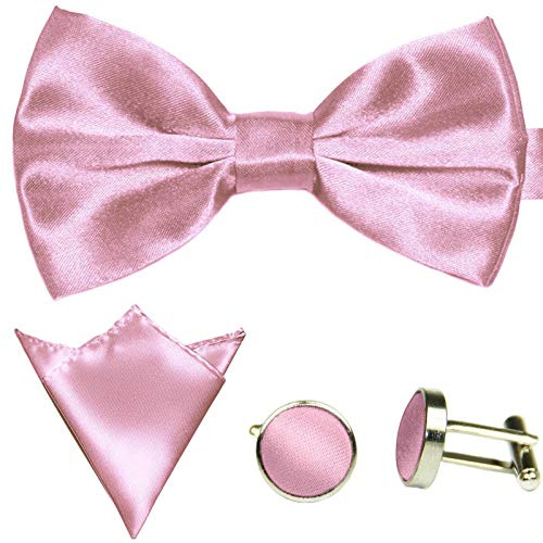 GASSANI 3-pack herrfluga 20 satinfärger, rosett fix bunden justerbar, Ljusrosa | rosa | pastellrosa