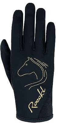 Roeckl Sports Reithandschuh Tryon, Kids Sommer Handschuh, Schwarz/Gold 5