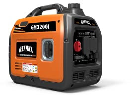GENMAX Generador portátil, motor de gas ultra silencioso de 3200 W y RV listo, compatible con EPA, función Eco-Mode, ultra ligero para uso doméstico de respaldo y camping (GM-3200i)
