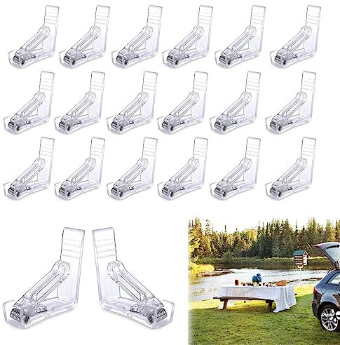 Bogoro 20 Pcs Transparente Tischtuchklammern Kunststoff Tischdeckenklammer Klar Durchsichtige Tischdeckenklammern Tischklammern Plastik für Innen- und Außenbereich Hochzeiten Familienessen Party