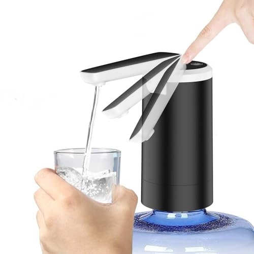 Super Mundo - Dispensador de Agua Automático, Bomba de Agua, Plegable, Carga USB, Grifo para garrafas y Botellas, 5.7L, 10L, 15L, 18.9L, Color Negro(004)