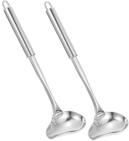 Luxshiny 2 Stück Entenschnabellöffel Soßenlöffel Aus Edelstahl Mit Ausgießer Suppenkelle Zum Löffeln Von Soßen Soßen Dressings