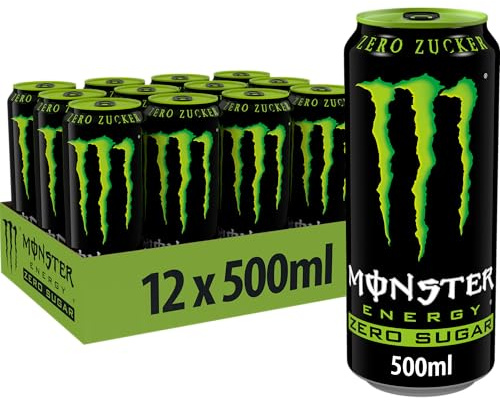 Monster Energy® Green Zero Sugar - koffeinhaltiger Energy-Drink mit klassischem Energy-Geschmack - zero Zucker und zero Kalorien - in praktischen Einweg Dosen (12 x 500 ml)