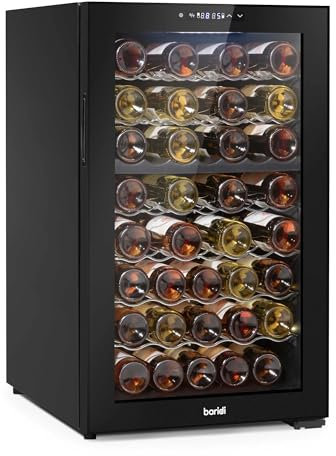 Dellonda Baridi 52 Bottle Dual Zone Wine Cooler, Fridge with Digital Touch Screen Controls, Wire Shelves & LED Light, Black - DH236