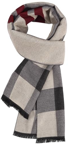 PASUDA Bufanda Hombre Cálido de Otoño Invierno, Bufanda a Cuadros Clásico y Elegante Bufandas de Tartán Moda Check Scarf en Otoño Invierno (Caqui, 180x30cm)