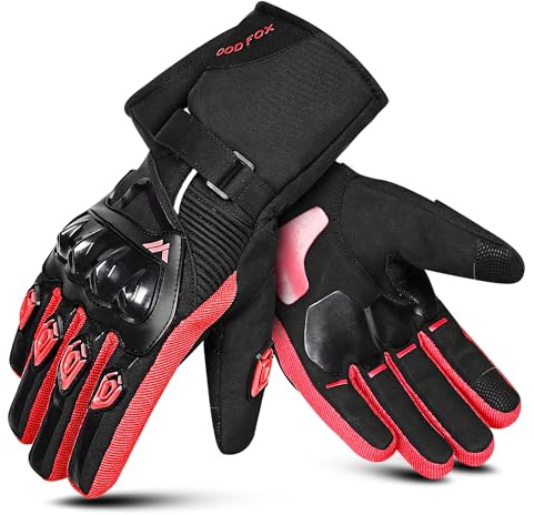 WESTWOOD FOX Gants de Moto d'hiver pour Hommes et Femmes, Gants de Moto imperméables, écran Tactile, légers, Gants de Protection Chauds pour BMX, ATV, UTV, VTT (Rouge, L)