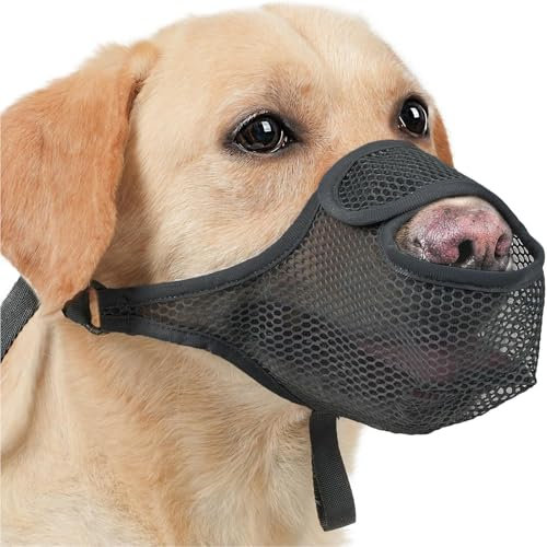 WOLMIK Maulkorb für Hunde, weicher Netzmaulkorb für kleine, mittelgroße und große Hunde, verstellbare Welpenmaulkörbe zum Auffangen von Beißen, Lecken und Kauen, ermöglicht Hecheln und Trinken - S