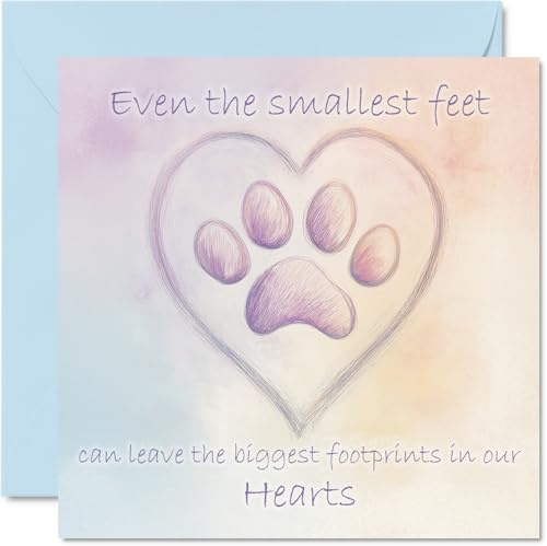 Tarjetas de condolencias para mascotas, tarjetas pensando en ti, huellas más grandes en nuestro corazón, tarjeta de condolencias para mascotas, tarjetas de duelo para mascotas, perdón por tu pérdida,