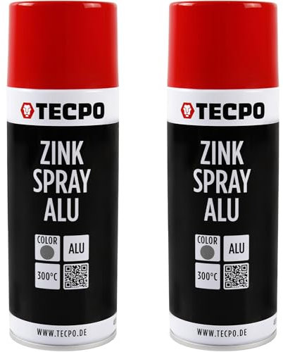 TECPO 2 aerosoles de zinc para metal y aluminio claro, 400 ml de zinc y aluminio, pintura antioxidante, protección contra la corrosión, revestimiento de imprimación, protección de metal