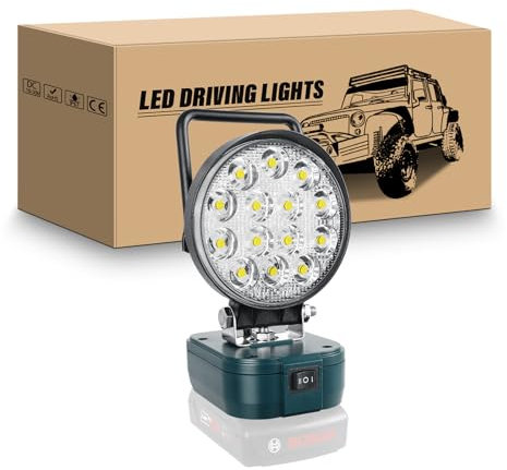 RIGIDON Luz de trabajo LED inalámbrica para Bosch Batería 18V, 42W 4200LM Recargable Luz de Trabajo Foco LED Portátil Lámpara para Camping Trabajo Garaje Emergencia (Sin Batería)