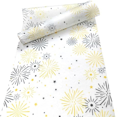 VOPIWOZ Tovaglia Natalizia, Runner in Tessuto Non Tessuto Moderno, Runner Natalizio in Rotolo Con Fuochi D'Artificio E Stelle (28cm x 5m)