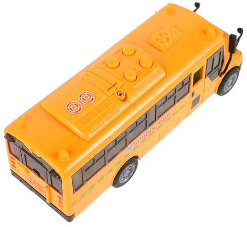 Mikikit Autobús Escolar de Juguete con Inercia y Música Modelo Simulación con Puertas Móviles para Juguete Educativo Seguro y Divertido para Edades