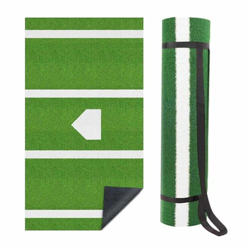 xumcLRSM Softball Hitting Mat, with Home Plate Batters Box Turf Mat, Roll Out Baseball Home Plate Mat, Home Plate, Batters Box Anti-Fade Turf Indoor and Outdoor Use,Green-150cm*300cm